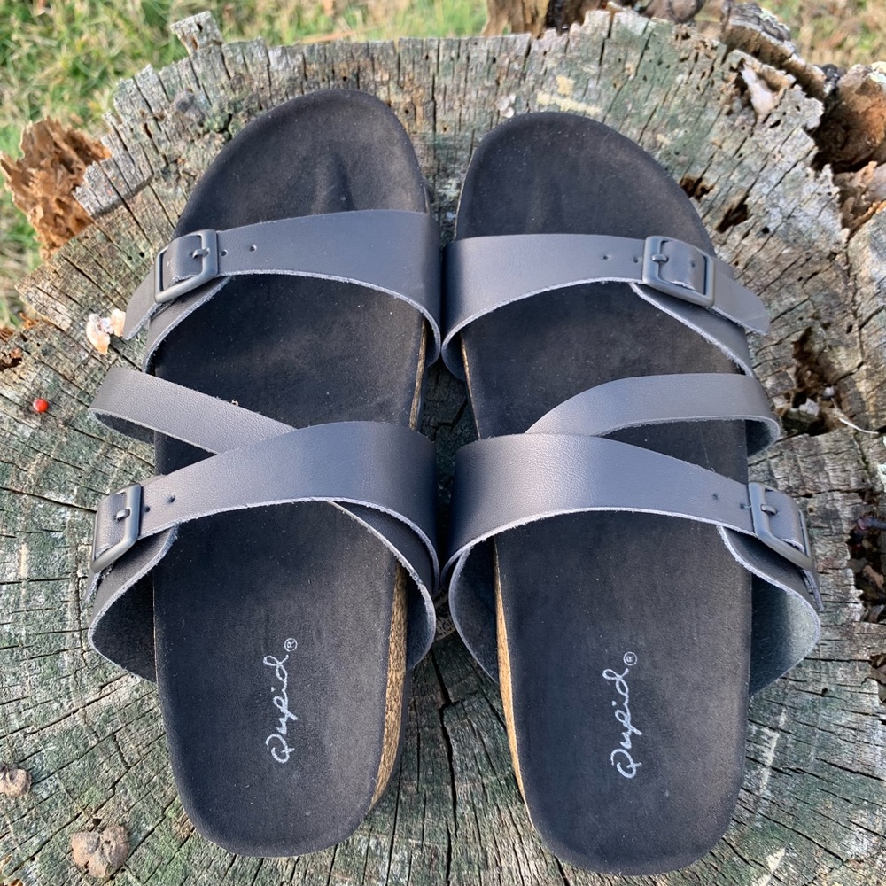 Qupid Luka Sandal | Black Cork with Buckles - Picture 3 of 6